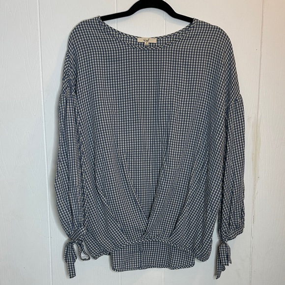 Easel Women's Blue Gingham Blouse - Picture 2 of 12